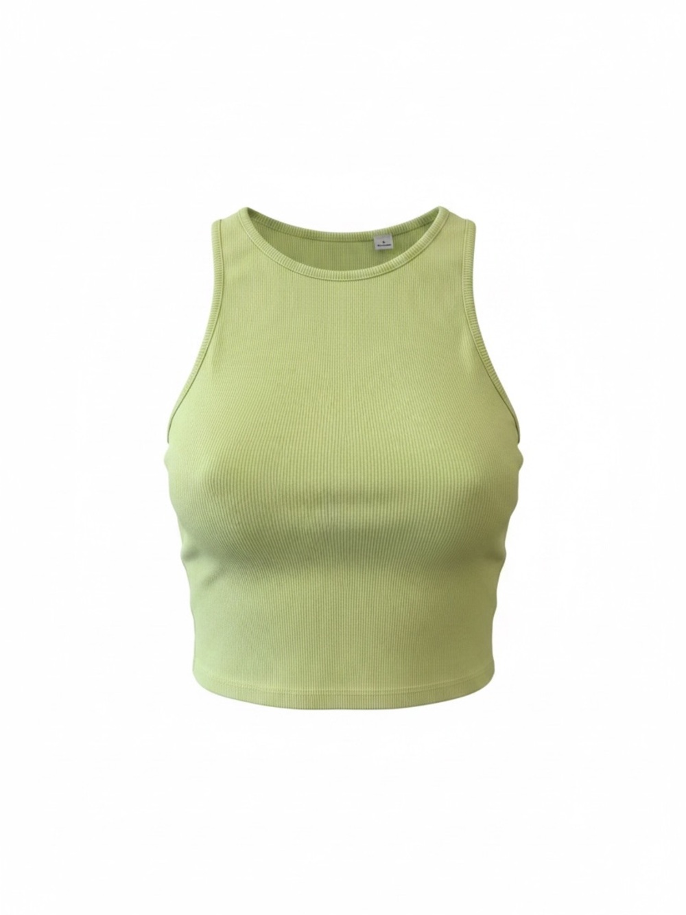 Classic Ribbed Crop Tank Top in Lime